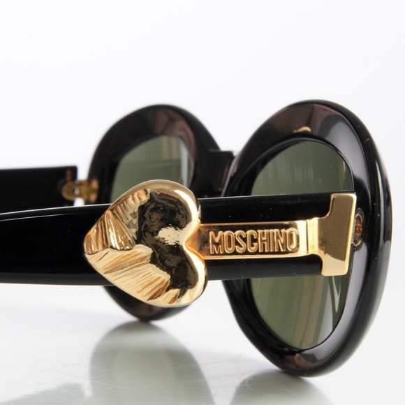 Moschino Sunglasses by Persol Ratti Black Resin with Gold Heart Vintage Rare - Picture 8 of 8